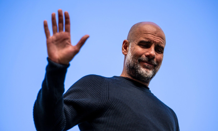 Manchester, UK. 06th Apr, 2025. MANCHESTER, ENGLAND - APRIL 6: Pep Guardiola before the Premier League match between Manchester United and Manchester City at Old Trafford on April 6, 2025 in Manchester, England. (Will Palmer/Sports Press Photo/SPP) Credit