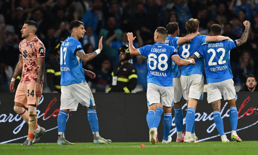 Scott McTominay of S.S.C. Napoli celebrates after scoring the goal of 2-0 during the 34th day of the Serie A Championship between S.S.C. Napoli and Torino F.C. 1906 at the Diego Armando Maradona Stadium on April 27, 2025 in Naples, Italy.