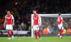 Arsenal's Ethan Nwaneri (centre) reacts following during the UEFA Champions League semi final, first leg match at the Emirates Stadium, London. Picture date: Tuesday April 29, 2025.