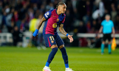 Raphael Dias Belloli Raphinha of FC Barcelona during the UEFA Champions League match, Semi-Finals, firs leg, between FC Barcelona and Inter de Milan played at Lluis Companys Stadium on April 30 2025 in Barcelona Spain. (Photo by Sergio Ruiz / Imago)