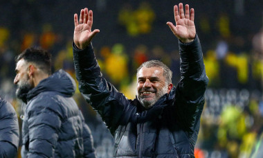 Tottenham Hotspur manager Ange Postecoglou celebrates after the UEFA Europa League semi-final second Leg match at the Aspmyra Stadium in Bodo, Norway. Picture date: Thursday May 8. 2025.
