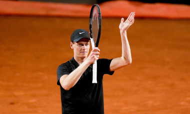 Jannik Sinner of Italy celebrates the victory against Mariano Navone of Argentina during the Internazionali BNL d’Italia day six at Foro Italico on May 10, 2025 in Rome, Italy.