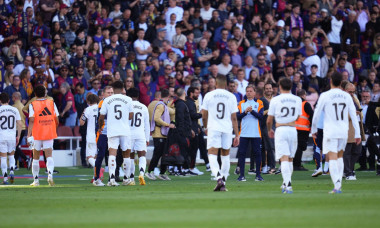 Real Madrid players dissapointeds at full time during the La Liga EA Sports match between FC Barcelona and Real Madrid CF played at Lluis Companys Stadium on 11 May 2025 in Barcelona, Spain. (Photo by Bagu Blanco / Pressinphoto)