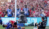 File photo dated 11-05-2025 of Nottingham Forest's Taiwo Awoniyi (left) and Leicester City's Facundo Buonanotte (second left) collide with the goal post. Nottingham Forest striker Taiwo Awoniyi has been placed in an induced coma to aid his recovery from u