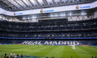 A general view of the empty stadium while Stuttgart players training during the VfB Stuttgart Pitch Walk and Press Conference ahead of their UEFA Champions League football match against Real Madrid at Estadio Santiago Bernabeu on September 16, 2024 in Mad