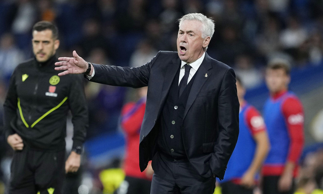 Carlo Ancelotti, head coach of Real Madrid during the Spanish championship La Liga football match between Real Madrid CF and RCD Mallorca on 14 May 2025 at Santiago Bernabeu stadium in Madrid, Spain