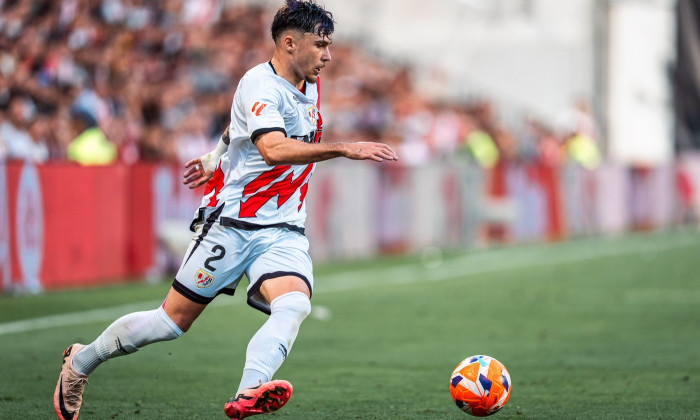 Andrei Ratiu of Rayo Vallecano during the Spanish championship La Liga football match between Rayo Vallecano and Real Betis on 15 May 2025 at Estadio de Vallecas in Madrid, Spain