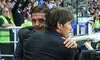 Cristian Chivu (Head Coach Parma Calcio) with Antonio Conte (Head coach SSC Napoli) during Parma Calcio vs SSC Napoli, Italian soccer Serie A match in Parma, Italy, May 18 2025