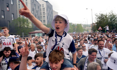 Tottenham Hotspur fans at the Ametzola Park fan zone in Bilbao before the UEFA Europa League final at the Estadio de San Mames in Bilbao, Spain. Picture date: Wednesday May 21, 2025.