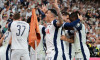 Pedro Porro of Tottenham Hotspur celebrates after the goal of Brennan Johnson (not visible) during the 2024/2025 Europa League Final football match between Tottenham Hotspur and Manchester United at San Mames stadium in Bilbao (Spain), May 21st, 2025.