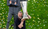 Tottenham Hotspur manager Ange Postecoglou lifts the Europa League trophy following his sides victory over Manchester United at the Estadio de San Mames, Bilbao, Spain. Picture date: Wednesday May 21, 2025.