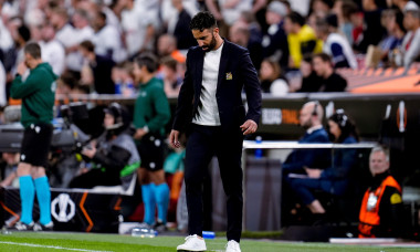 Bilbao, Spain. 21st May, 2025. Ruben Amorim of Manchester United looks dejected during the UEFA Europa League Final match between Tottenham Hotspur and Manchester United at San Mames Stadium on May 21, 2025 in Bilbao, Spain. Credit: Giuseppe Maffia/Alamy