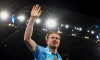 Kevin De Bruyne of Manchester City acknowledges the fans after his final home game following the Premier League match Manchester City vs Bournemouth at Etihad Stadium, Manchester, United Kingdom, 20th May 2025 (Photo by Mark Cosgrove/News Images)