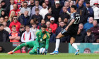 Aston Villa's Morgan Rogers (right) kicks the ball away from Manchester United goalkeeper Altay Bayindir before scoring only for the goal to be disallowed by referee Thomas Bramall during the Premier League match at Old Trafford, Manchester. Picture date: