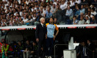 Madrid, Spain. 24th May, 2025. Carlo Ancelotti (L) Real Madrid manager, and his son Davide Ancelotti (R) seen in action during the EA SPORTS La Liga match between Real Madrid and Real Sociedad at the Santiago Bernabéu Stadium. Final score: Real Madrid 2:0