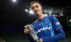 Wroclaw, Poland, 28th May 2025. Cole Palmer of Chelsea FC poses with his Man of the match award as he leaves the field of play following the 4-1 victory in the Real Betis vs Chelsea UEFA Conference League Final match at Stadion Wroclaw, Wroclaw. Picture c