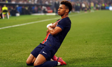 Paris Saint-Germain's Desire Doue celebrates scoring their side's second goal of the game during the UEFA Champions League final at the Munich Football Arena, Munich, Germany. Picture date: Saturday May 31, 2025.