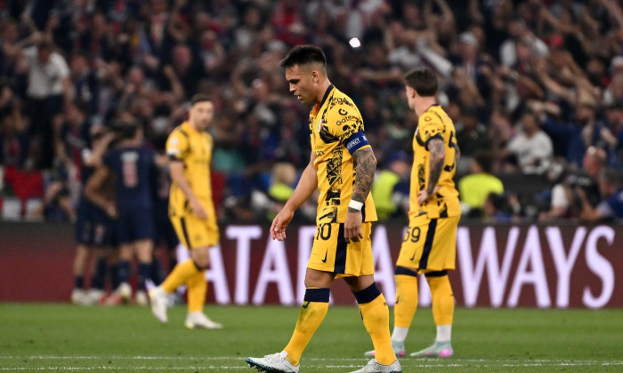 MUNICH, GERMANY - MAY 31: Lautaro Martinez of FC Internazionale disappointed for the defeat ,during the UEFA Champions League Final 2025 between Paris Saint-Germain and FC Internazionale Milano at Allianz Arena on May 31, 2025 in Munich, Germany. (Photo b