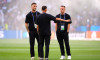 Inter Milan's Marko Arnautovic and Davide Frattesi (right) ahead of the UEFA Champions League final at the Munich Football Arena, Munich, Germany. Picture date: Saturday May 31, 2025.