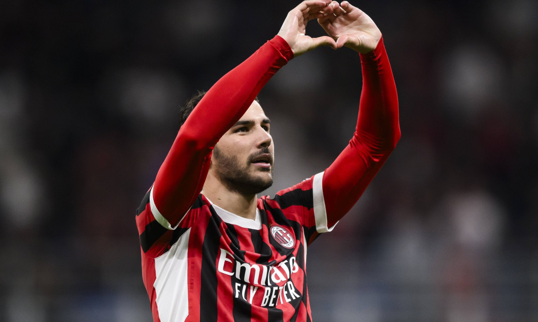 AC Milan v US Lecce - Serie A Theo Hernandez of AC Milan celebrates after acoring a goal during the Serie A football mat