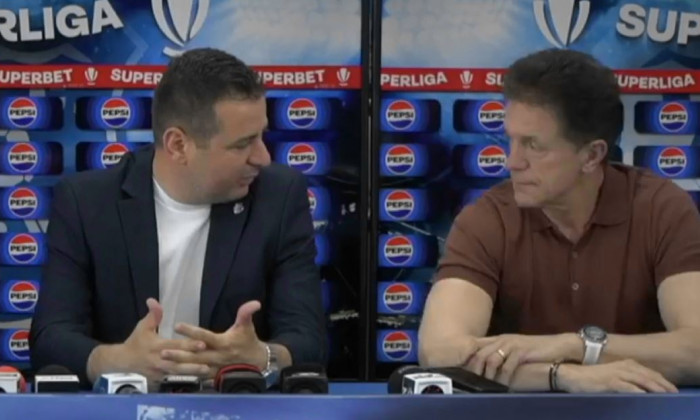Ianis Zicu și Gică Popescu, la prezentarea noului antrenor de la Farul / Foto: Captură Digi Sport