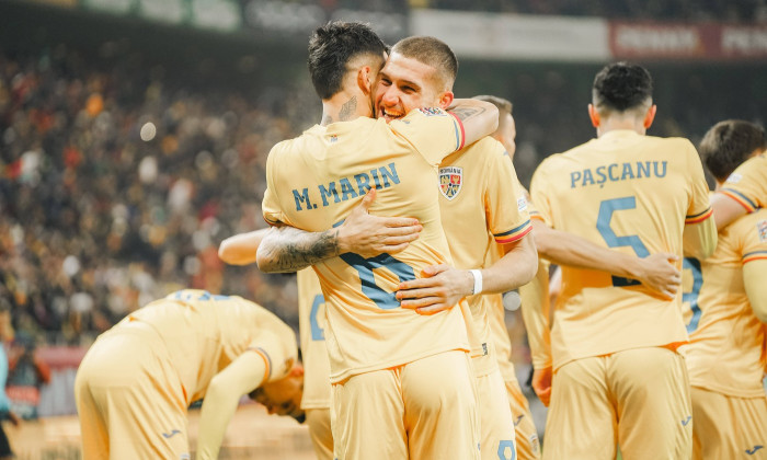 Nations League C, Group C2: Romania vs. Cyprus Daniel Birligea scores and celebrates with his teammates during the Natio
