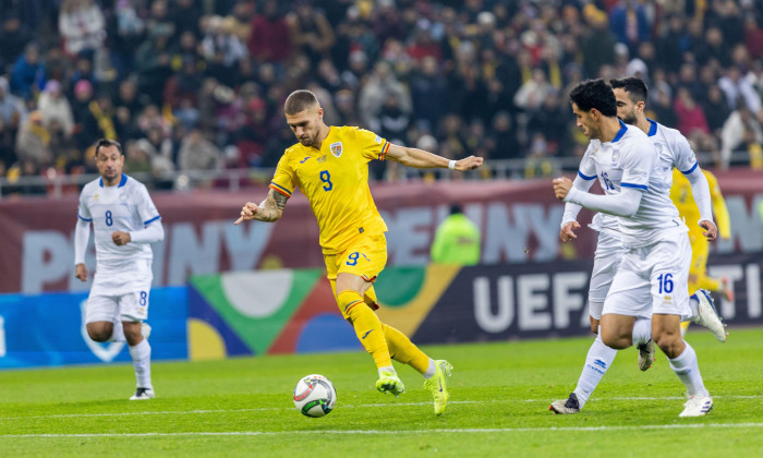 Daniel Birligea of Romania in action during the UEFA Nations League, League C, Group C2 football match between Romania and Cyprus on 18 November 2024 at Arena Nationala in Bucharest, Romania