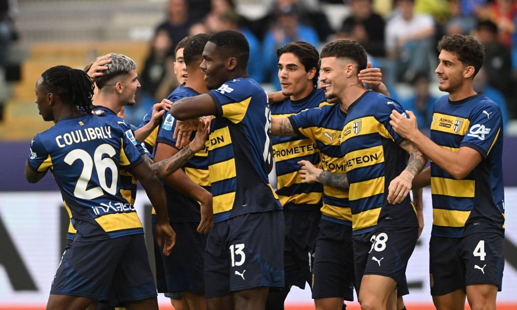 PARMA GRUPPO, GROUP, WOYO COULIBALY, ANGE YOAN BONNY, DENNIS MAN, BOTOND BALOGH, Serie A 2024-25, Parma-Udinese 2-3, esu