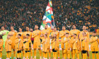 Nations League C, Group C2: Romania vs. Kosovo Romanian players sing the national anthem before the Nations League C, Gr