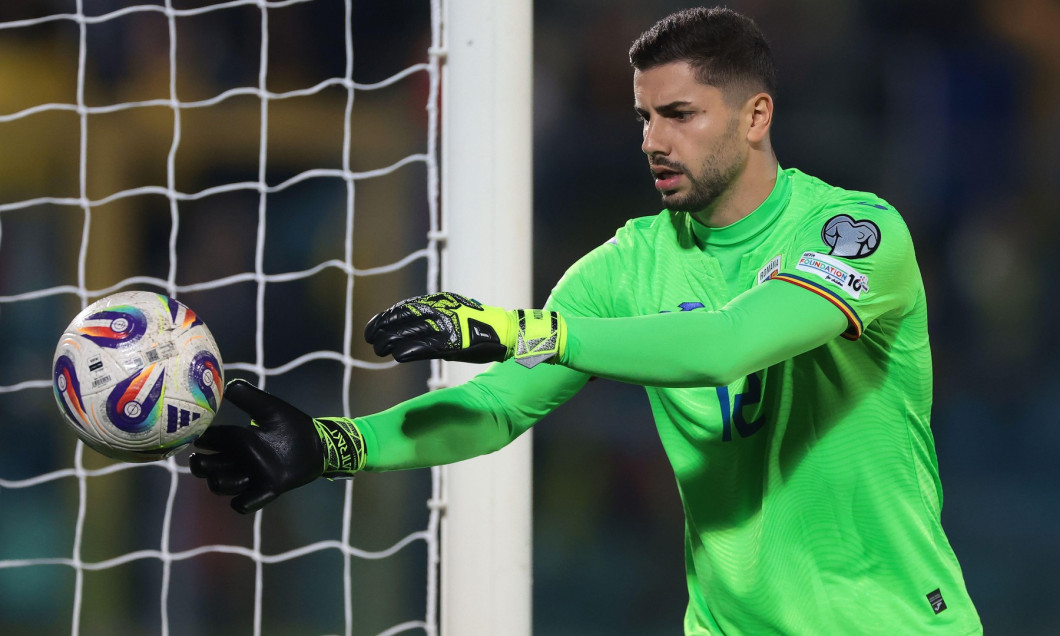 Serravalle, Italy. 24th Mar, 2025. Horatiu Moldovan of Romania during the UEFA European Championship Qualifying match at San Marino Stadium, Serravalle. Picture credit should read: Jonathan Moscrop/Sportimage Credit: Sportimage Ltd/Alamy Live News