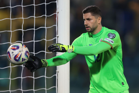 Serravalle, Italy. 24th Mar, 2025. Horatiu Moldovan of Romania during the UEFA European Championship Qualifying match at San Marino Stadium, Serravalle. Picture credit should read: Jonathan Moscrop/Sportimage Credit: Sportimage Ltd/Alamy Live News