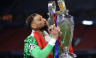 Munich, Germany. 31st May, 2025. Gianluigi Donnarumma of Paris Saint-Germain Fc celebrates the victory at the end of the UEFA Champions League Final 2025 match between Paris Saint-Germain Fc and Fc Internazionale Milano at Munich Football Arena on May 31,