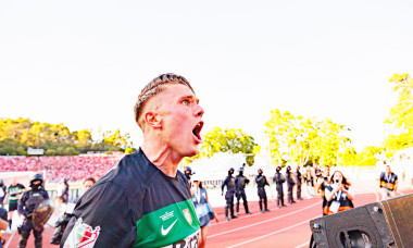 Viktor Gyokeres seen celebrating after scoring goal during Taca de Portugal 2025 final game between teams of SL Benfica and Sporting CP (Maciej Rogows