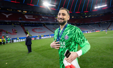 Munich, Germany. 31 May 2025. UEFA Champions League. Final. Paris Saint-Germain V Inter Milan 5-0. Luigi Donnarumma, goalkeeper PSG, celebrating.