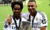 Endrick, Kylian Mbappe of Real Madrid during the UEFA Super Cup 2024 football match between Real Madrid CF and Atalanta BC on 14 August 2024 at PGE Narodowy in Warsaw, Poland