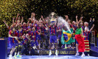 09.06.2024, xtgx, Handball, EHF Champions League Finale, Aalborg Handbold - FC Barcelona, Barca v.l. Barcelona Siegerehr