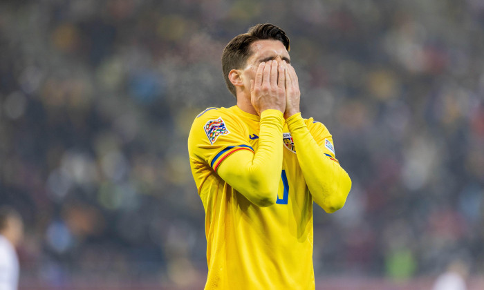 Bucharest, Roumanie. 18th Nov, 2024. Ianis Hagi of Romania after missing a shot on goal during the UEFA Nations League, League C, Group C2 football match between Romania and Cyprus on 18 November 2024 at Arena Nationala in Bucharest, Romania - Photo Mihne