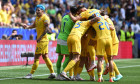 Bucurie a fotbalistilor romani printre care Andrei RaĂ�â€şiu dupa un gol marcat in meciul dintre Romania si Ucraina, din ca