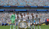 Charlotte, United States, 20th Jun, 2025. (L-R) Real Madrid C.F. quad poses for team photo with goalkeeper Thibaut Courtois, Raul Asencio, Aurelien Tchouameni, Federico Valverde, Dean Huijsen, Jude Bellingham, Fran Garcia, Arda Guler, Vinicius Jr., Gonzal