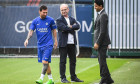 Lionel (Leo) MESSI of PSG, Luis CAMPOS of PSG and Nasser AL-KHELAIFI of PSG during the training of the Paris Saint-Germain team on September 5, 2022 at Camp des Loges in Saint-Germain-en-Laye near Paris, France - Photo Matthieu Mirville / DPPI