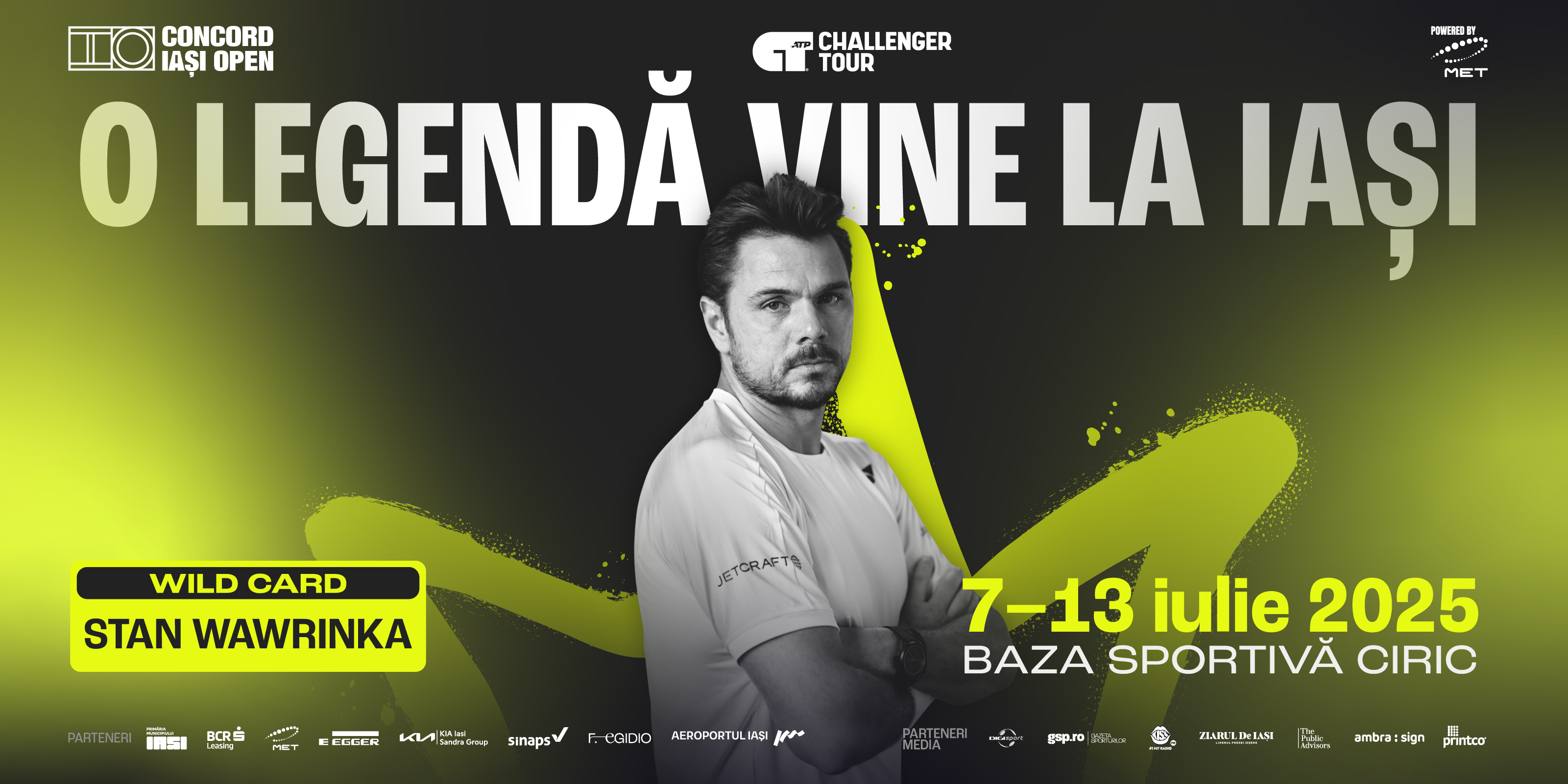 Triplul câștigător de Grand Slam, Stan Wawrinka, vine în premieră la Concord Iași Open