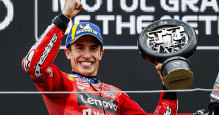 ASSEN - Marc Marquez (SPA) on the podium after the MotoGP race at the 100th Edition of the TT of Assen. ANP VINCENT JANNINK