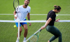 Novak Djokovic and Aryna Sabalenka during a practice session at the All England Lawn Tennis and Croquet Club, ahead of the Wimbledon Championships, which begin on June 30th. Picture date: Wednesday June 25, 2025.