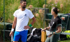 Novak Djokovic and Aryna Sabalenka during a practice session at the All England Lawn Tennis and Croquet Club, ahead of the Wimbledon Championships, which begin on June 30th. Picture date: Wednesday June 25, 2025.