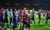 Barcelona, Spain. 19th May, 2025. Raphael Dias Belloli Raphinha with Marc Casado of FC Barcelona celebrate after the match during the La Liga EA Sports match between FC Barcelona and Villarreal CF played at Lluis Companys Stadium on 18 May 2025 in Barcelo