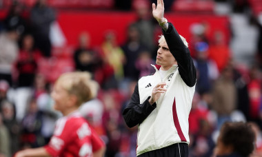 Manchester United's Alejandro Garnacho waves to the fans after the Premier League match at Old Trafford, Manchester. Picture date: Sunday May 25, 2025.