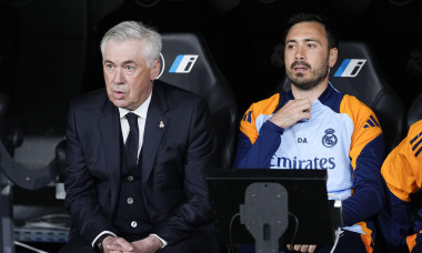 Carlo Ancelotti, head coach of Real Madrid and Davide Ancelotti during the Spanish championship La Liga football match between Real Madrid CF and RCD Mallorca on 14 May 2025 at Santiago Bernabeu stadium in Madrid, Spain