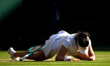 Amanda Anisimova celebrates match point following her Ladies&apos; Singles match against Anastasia Pavlyuchenkova on day nine of the 2025 Wimbledon Championships at the All England Lawn Tennis and Croquet Club, London. Picture date: Tuesday July 8, 2025.