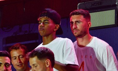 The Spanish national soccer team celebrates its victory in the European Championship with a big party