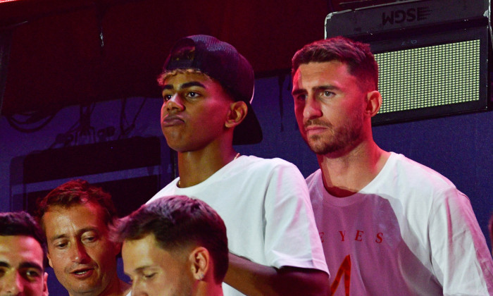 The Spanish national soccer team celebrates its victory in the European Championship with a big party